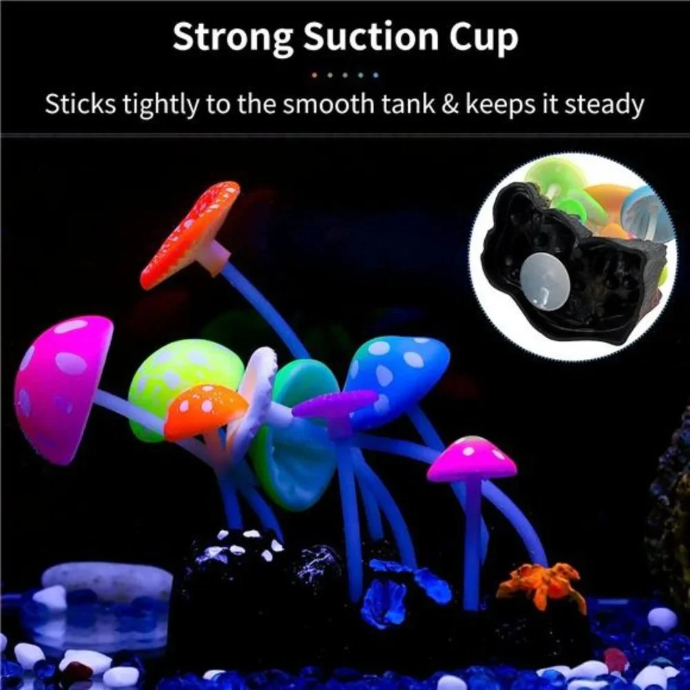 Glowing Effect Artificial Mushroom Aquarium Plant Decor Ornament